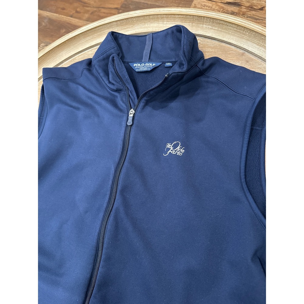 Polo Golf Ralph Lauren Vest Mens XXL Navy Blue Full Zip The Olde Farm Fleece